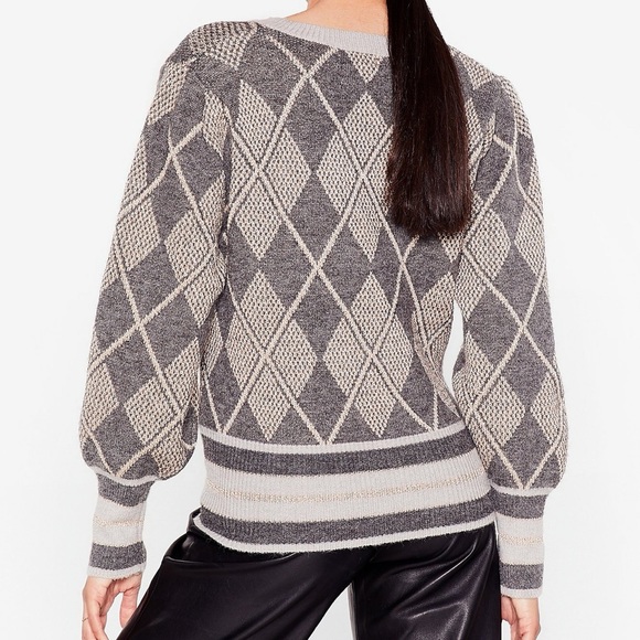 Nasty Gal argyle print sweater - Picture 4 of 6